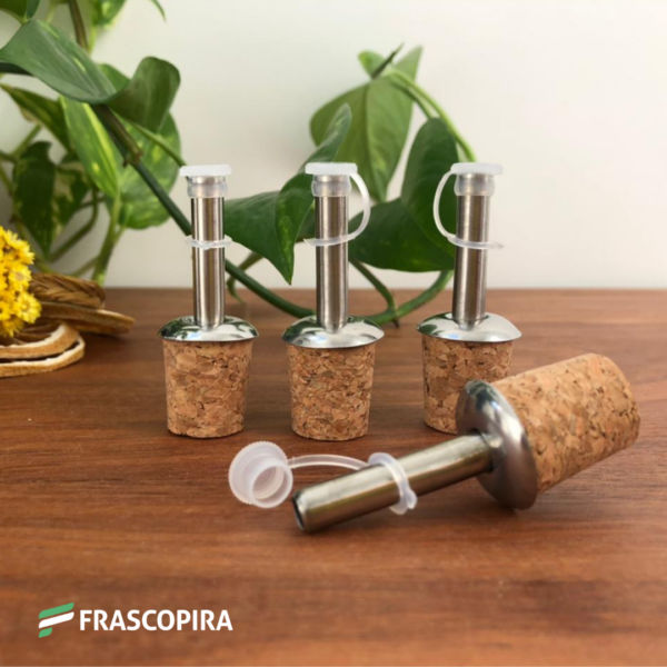 Kit com 5 Bicos Dosador em inox e cortiça