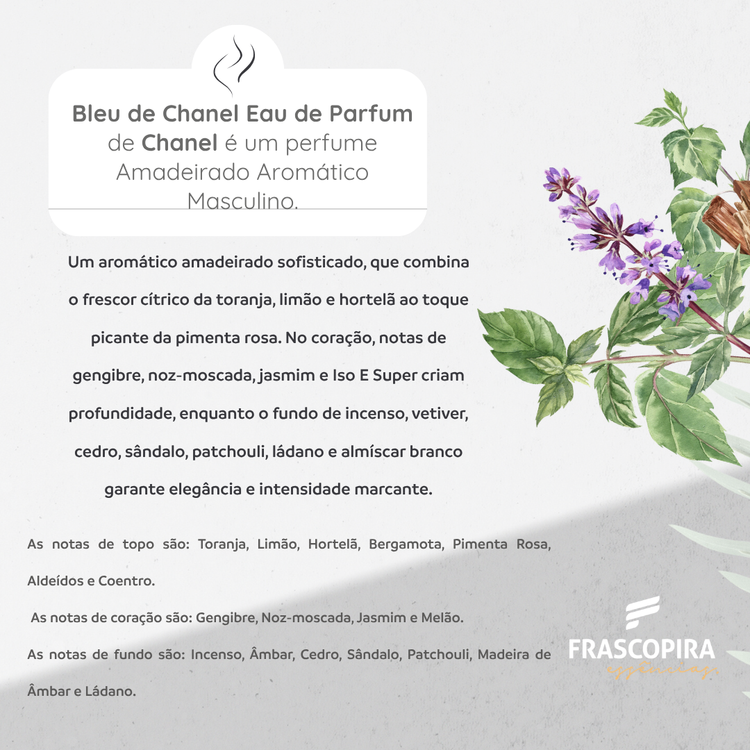 Kit Perfumista Essência Vollmens Faça Até 100ml BLEU DE CHANEL