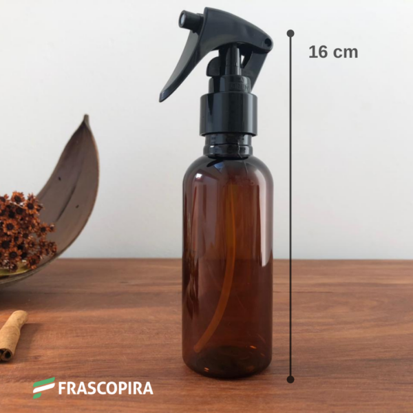 Frasco Pet Âmbar 120ml com válvula mini gatilho