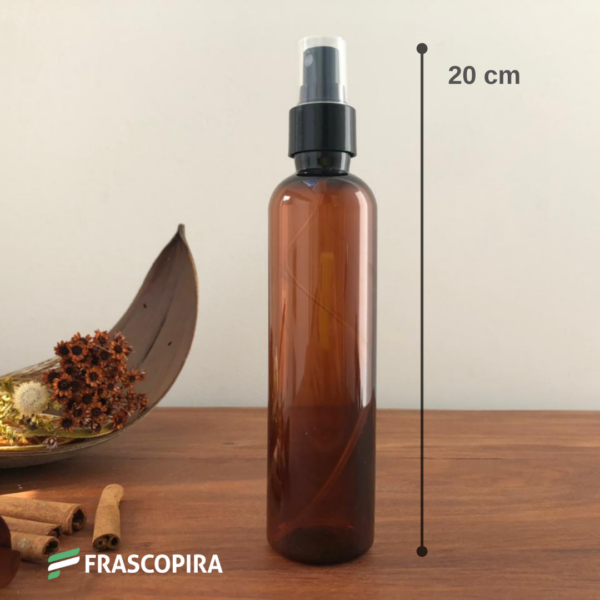 Frasco Pet Âmbar 200ml com spray