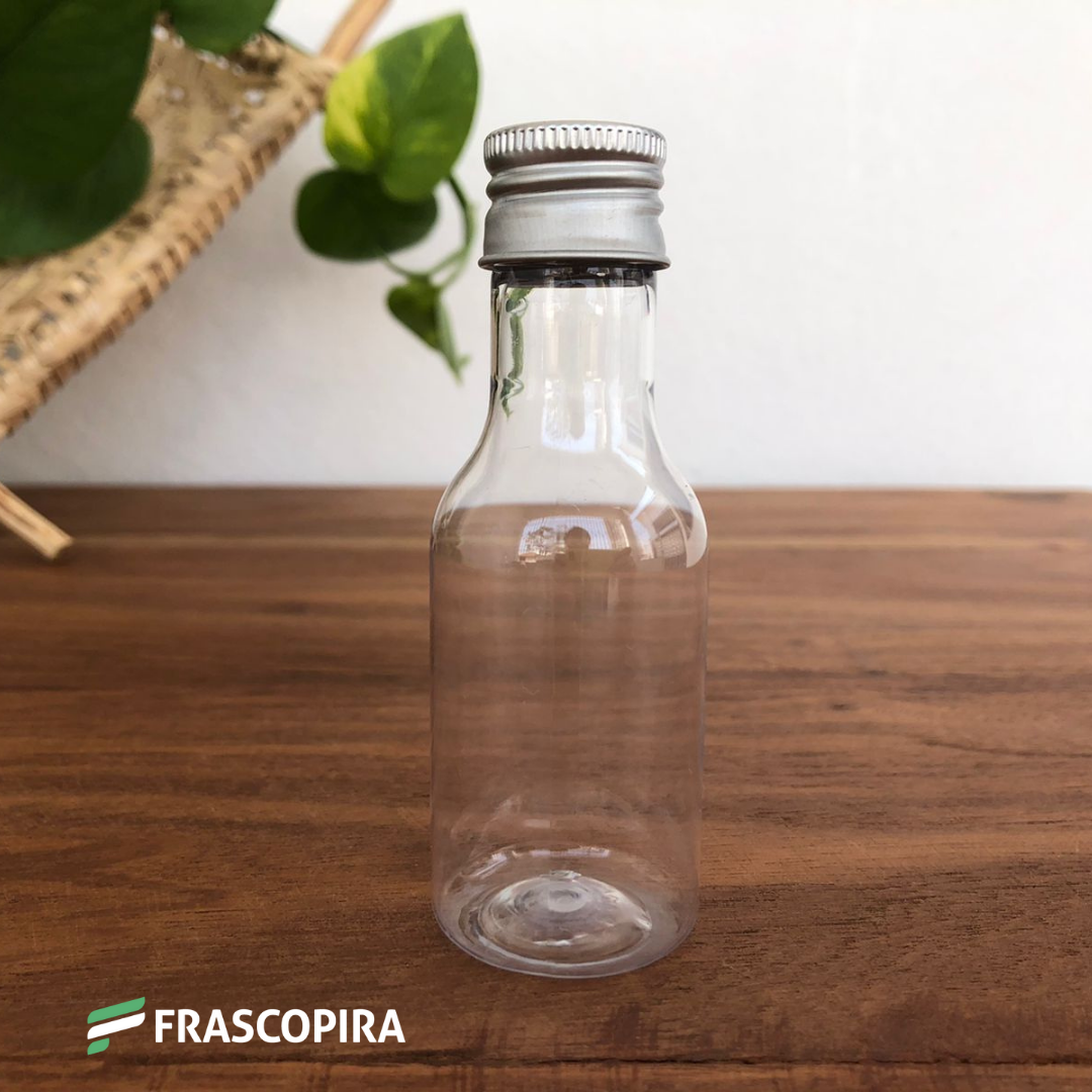 10 Garrafinhas Pet 50ml com tampa de metal