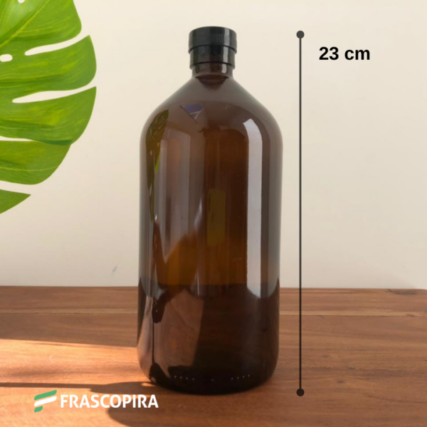 Vidro Âmbar 1 litro com tampa e batoque