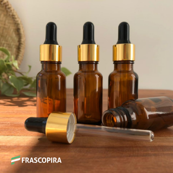 Conta-gotas Âmbar 20ml com tampa luxo
