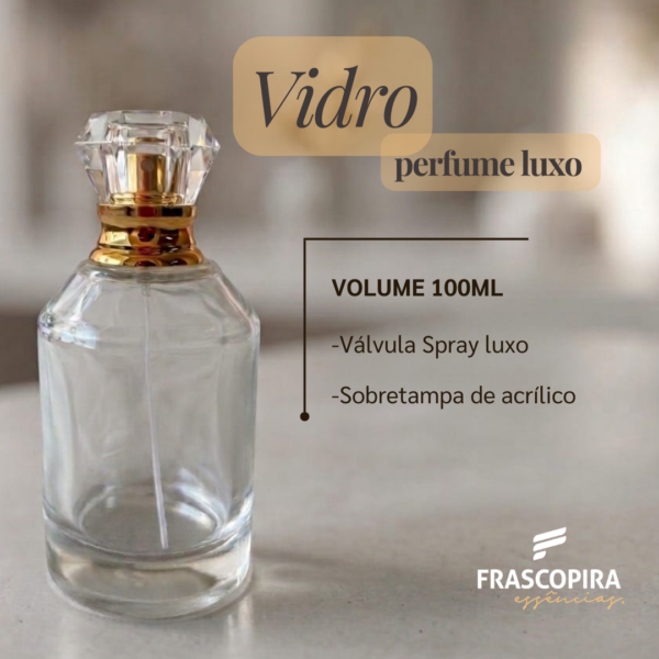 Frasco Diamante 100ml com Válvula Dourada e Tampa Luxo rosca 15/400