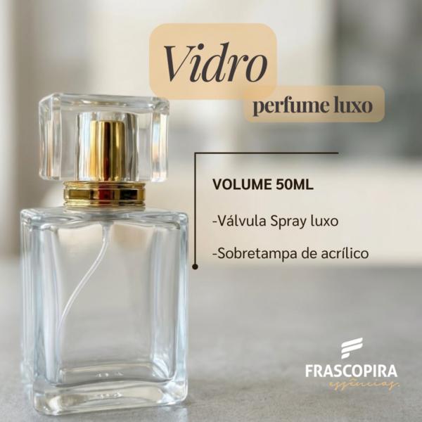 Frasco Chanel 50ml com Válvula Dourada e Tampa Luxo rosca 15/400