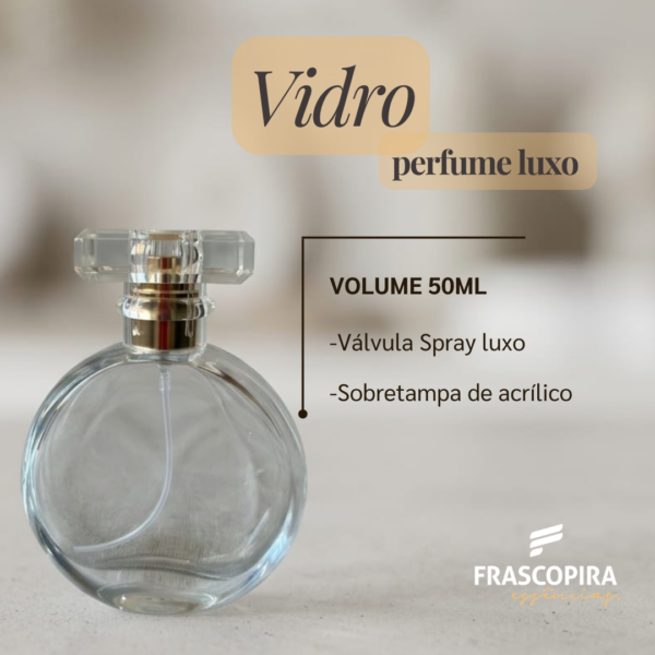 Frasco Chance 50ml com Válvula Dourada e Tampa Luxo rosca 15/400
