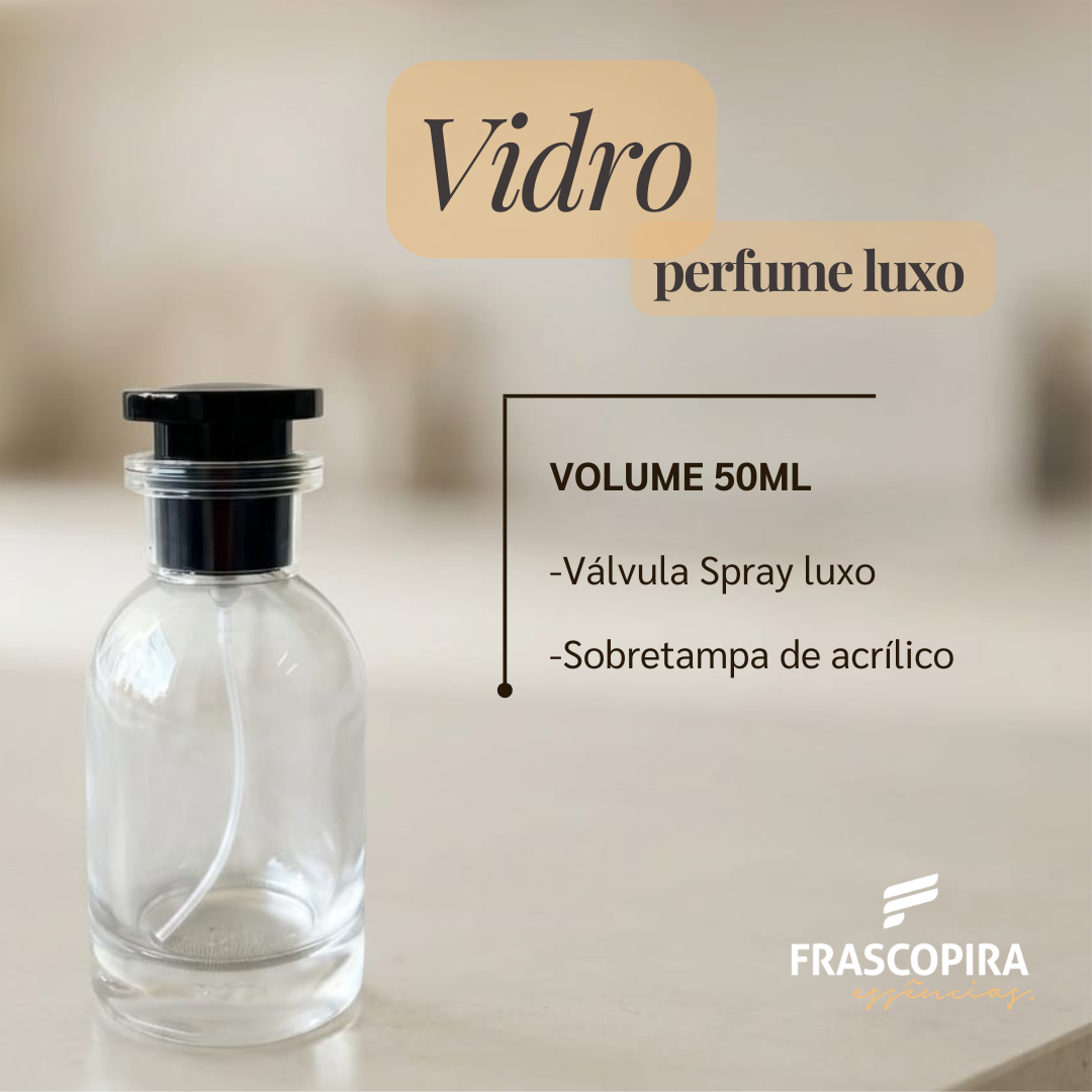 Frasco Vuitton 50ml e Válvula Tampa Luxo Rosca 15/400