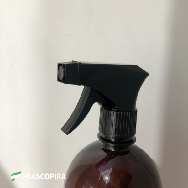 Frasco Pet Âmbar 1 litro com válvula gatilho preto
