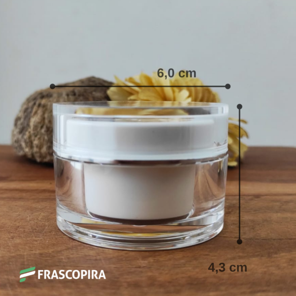 POTE ACRÍLICO PARA COSMÉTICO 30G - FUNDO BRANCO