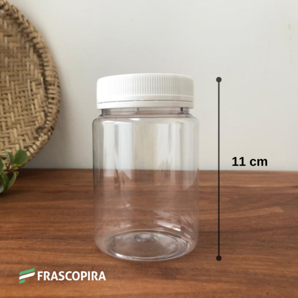 Pote Pet 350g com tampa lacre branca (mod. alto)