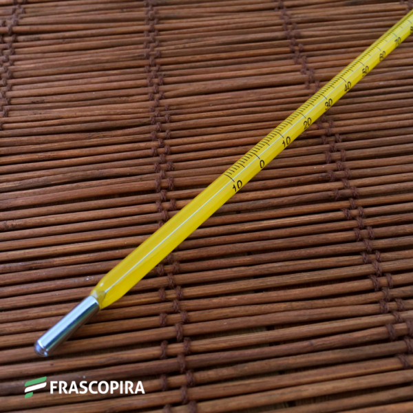 TERMÔMETRO QUÍMICO ESCALA EXTERNA DIVISÃO -10+150:1°C COBERTURA AMARELO - 260MM