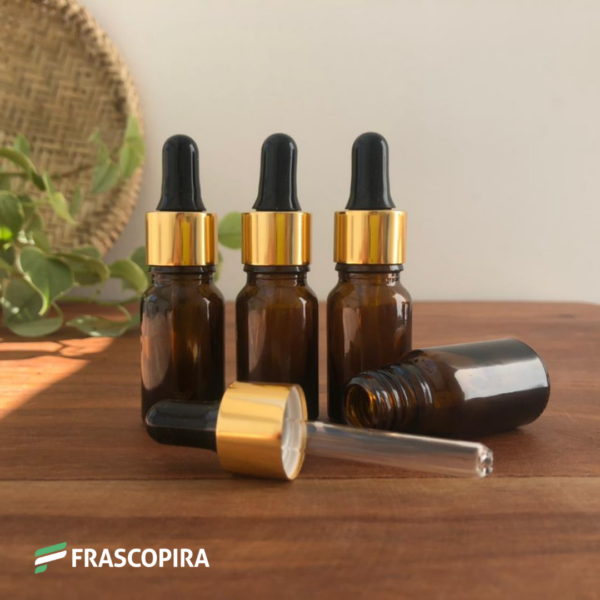 Conta-gotas Âmbar 10ml com tampa luxo