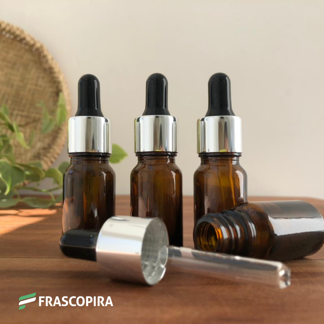 Conta-gotas Âmbar 10ml com tampa luxo