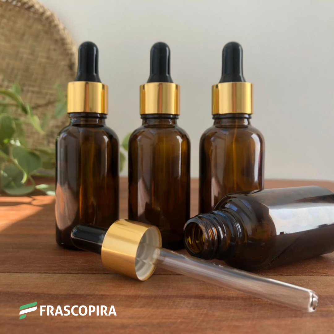Conta-gotas Âmbar 30ml com tampa luxo