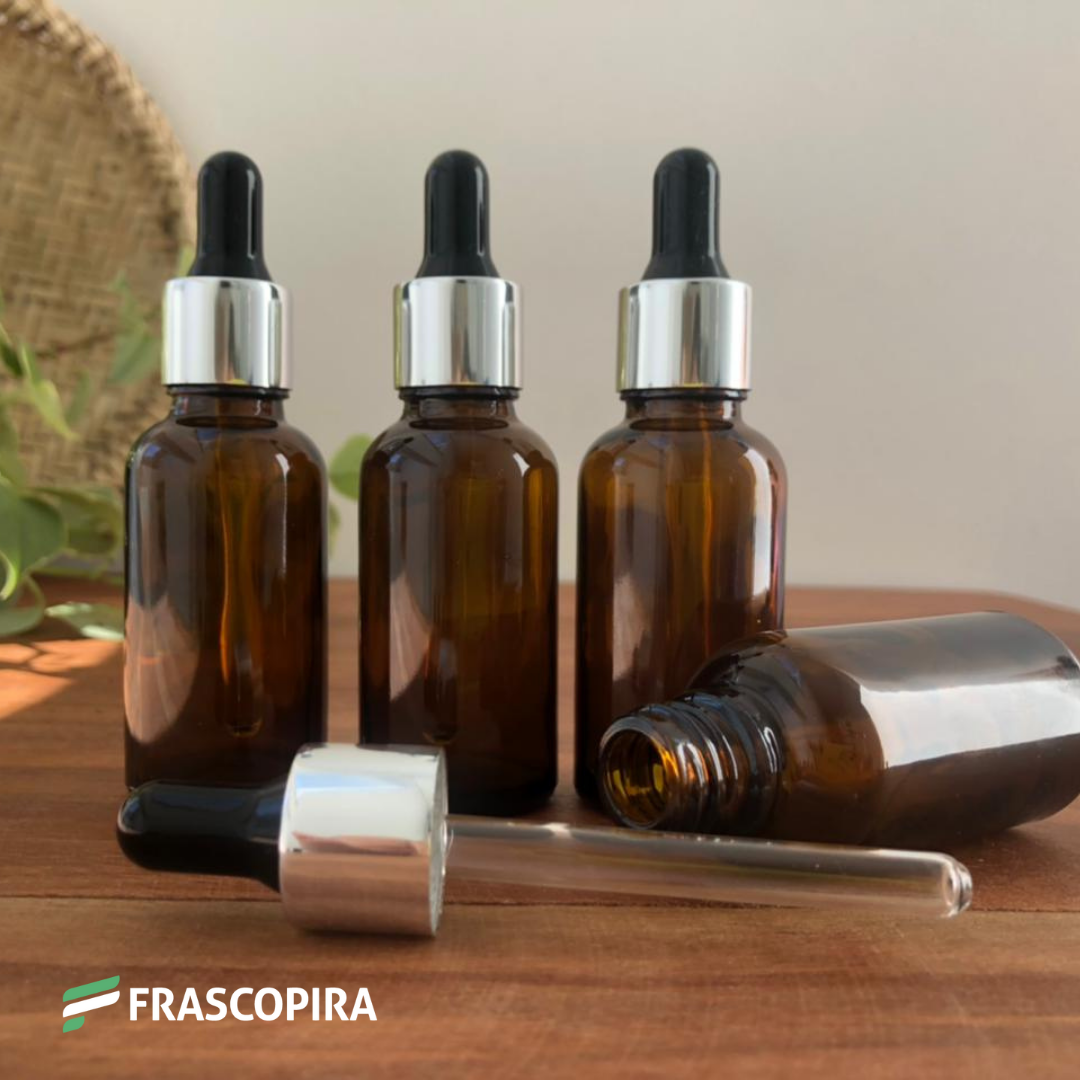 Conta-gotas Âmbar 30ml com tampa luxo