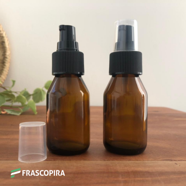 Vidro Âmbar 45ml com válvula reparadora preta