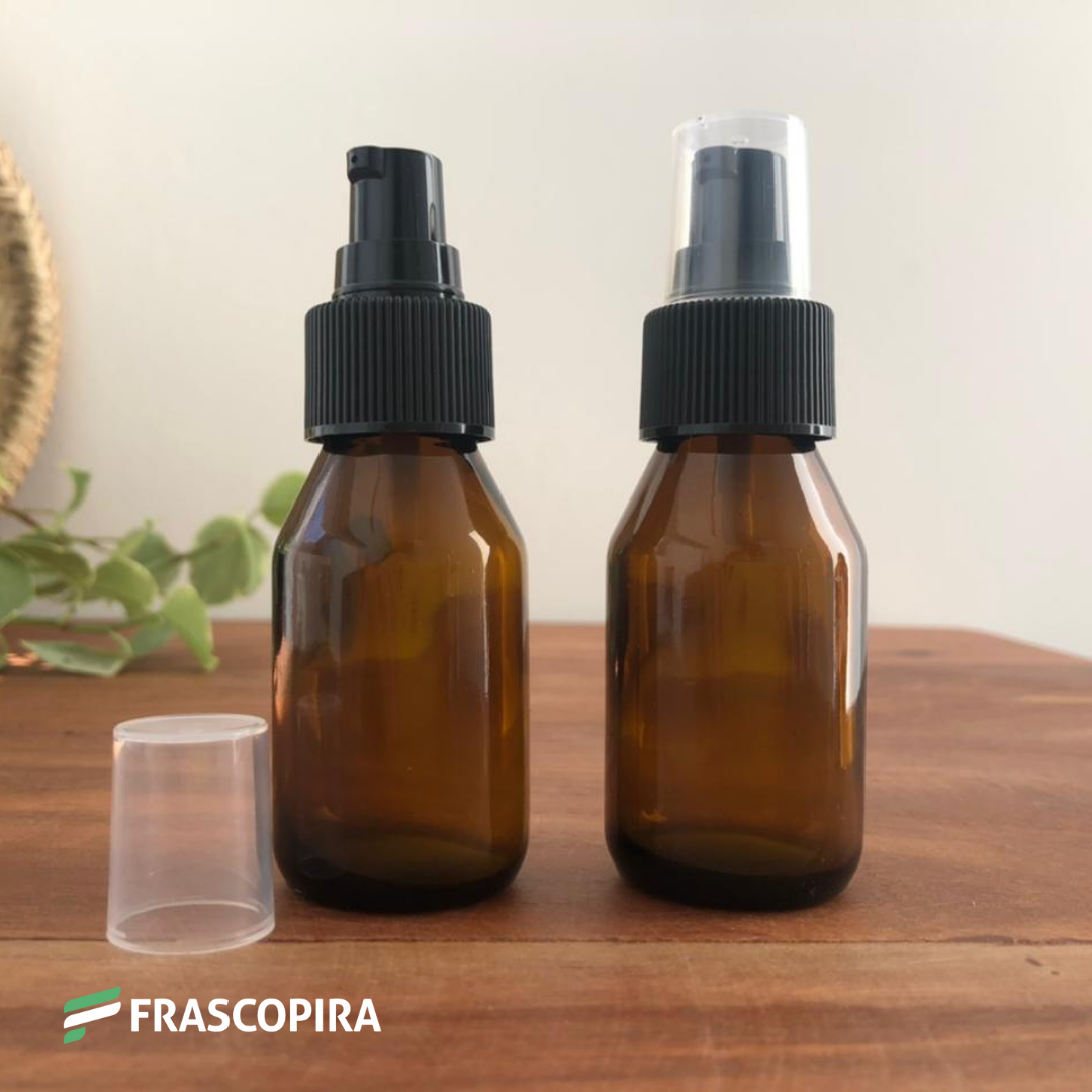 Vidro Âmbar 45ml com válvula reparadora preta