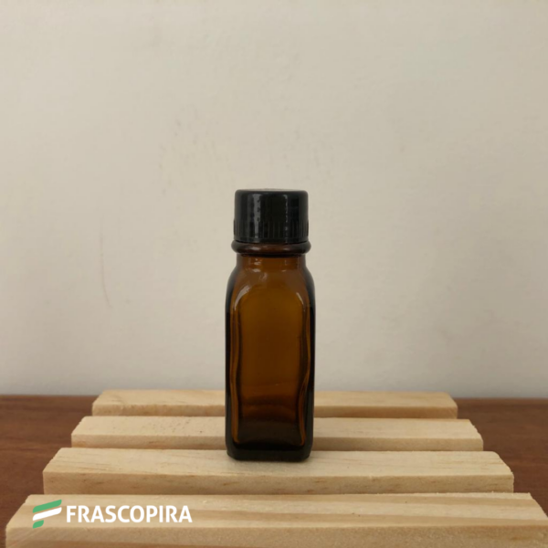 Mini vidro âmbar 5 ml com tampa - 10 unidades