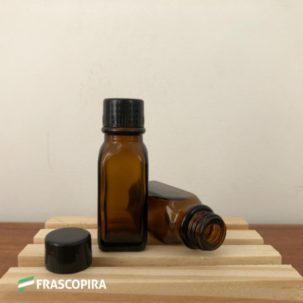 Frasco âmbar 5ml com tampa - 10 unidades
